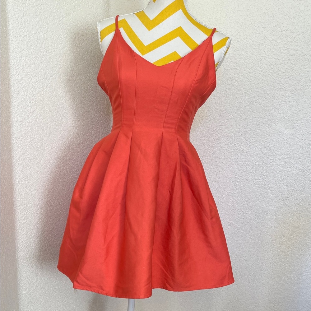 Orange spaghetti straps mini Dress